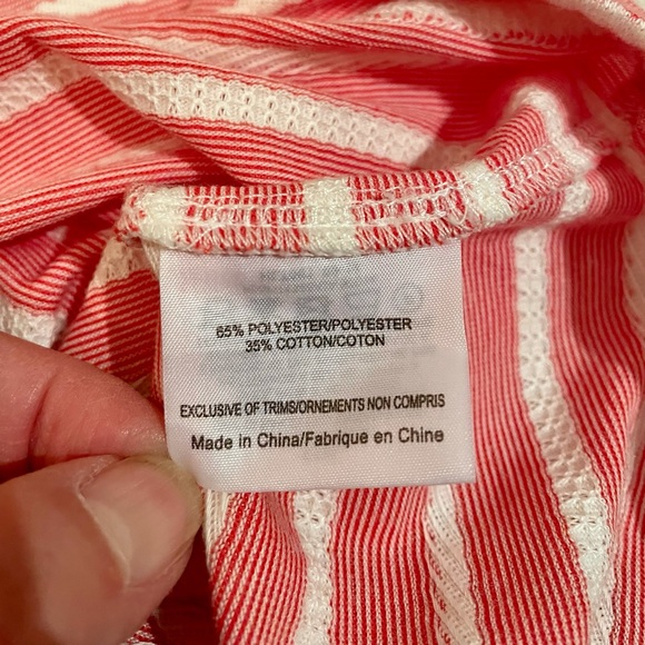 HP! Tory Burch Soft Ruffle Trim Striped Polo size Large - Picture 10 of 11